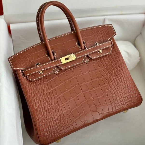 【エルメス HERMES】バーキン25 セリエ ゴールド (37) クロコダイル アリゲーター マット ゴールド金具（100％手縫）